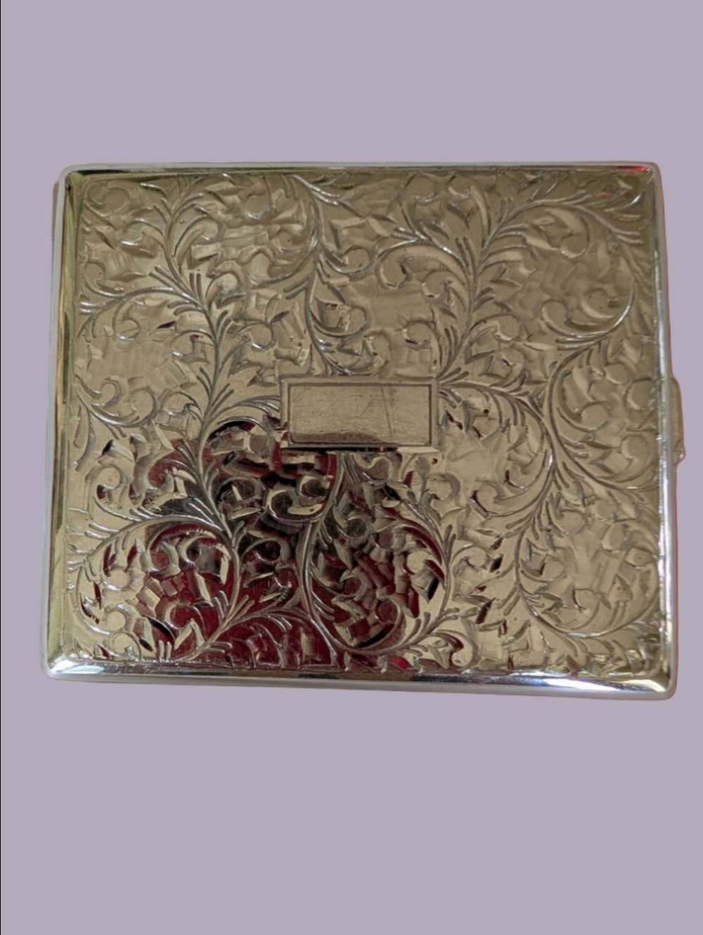 Vintage Cigarette Case Mid Century Modern Silver Chrome Plated